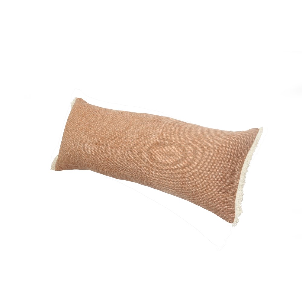 Caramel Coated Fringed Throw Pillow. Picture 2