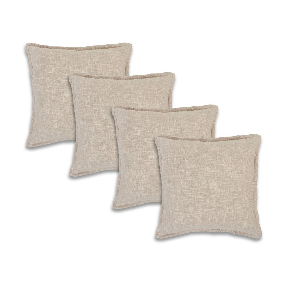 Aspen Cotton Pillow Set of 4 in Beige, 20" x 20". Picture 1