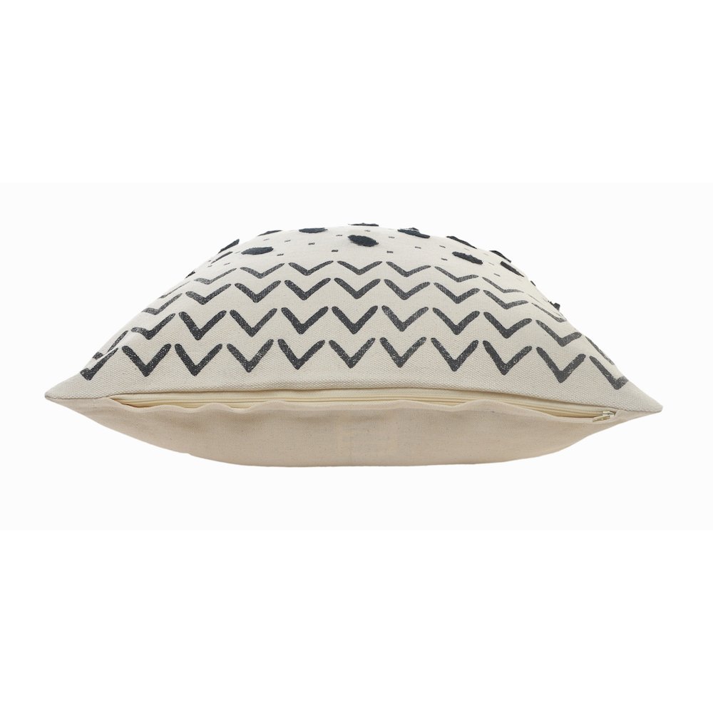 Evette Rios Avant-Garde Black and Cream Chevron and Tufted Grid Throw Pillow. Picture 3