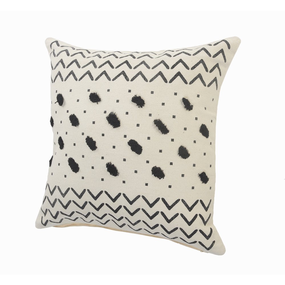 Evette Rios Avant-Garde Black and Cream Chevron and Tufted Grid Throw Pillow. Picture 5