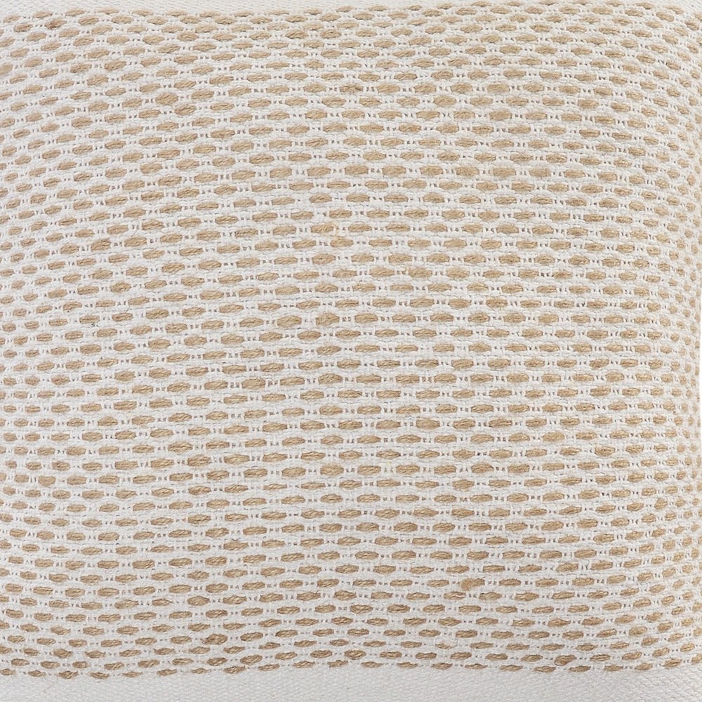 Ivory and Jute Interwoven Bordered Throw Pillow. Picture 2