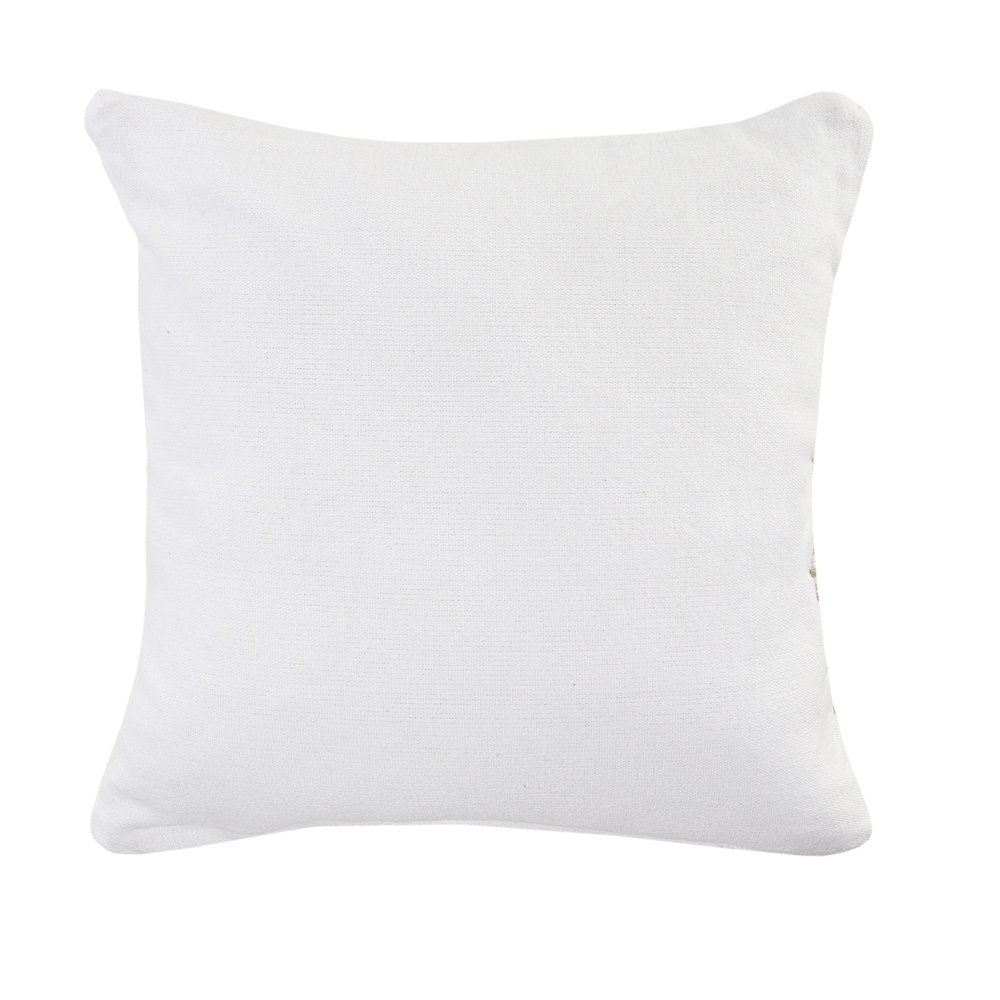 Ivory and Jute Interwoven Bordered Throw Pillow. Picture 6