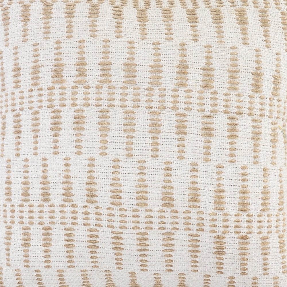 Ivory and Jute Geometric and Tasseled Throw Pillow. Picture 6