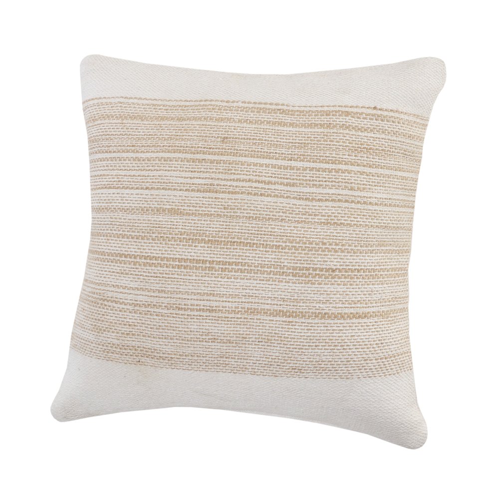 Reed Cotton and Jute Pillow Set of 2 in Tan/White, 20" x 20". Picture 9
