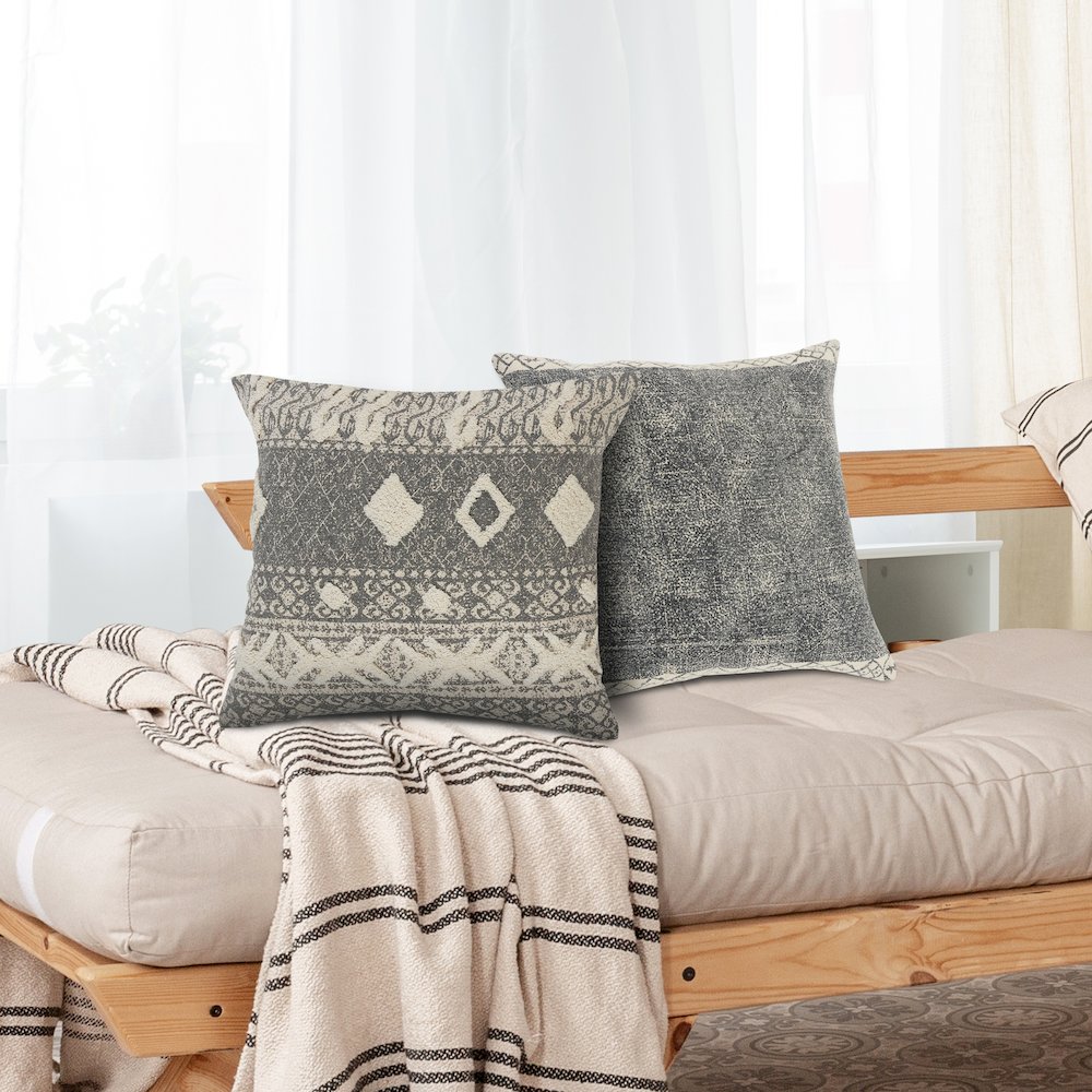 Modern Rustic Tufted Throw Pillow. Picture 4