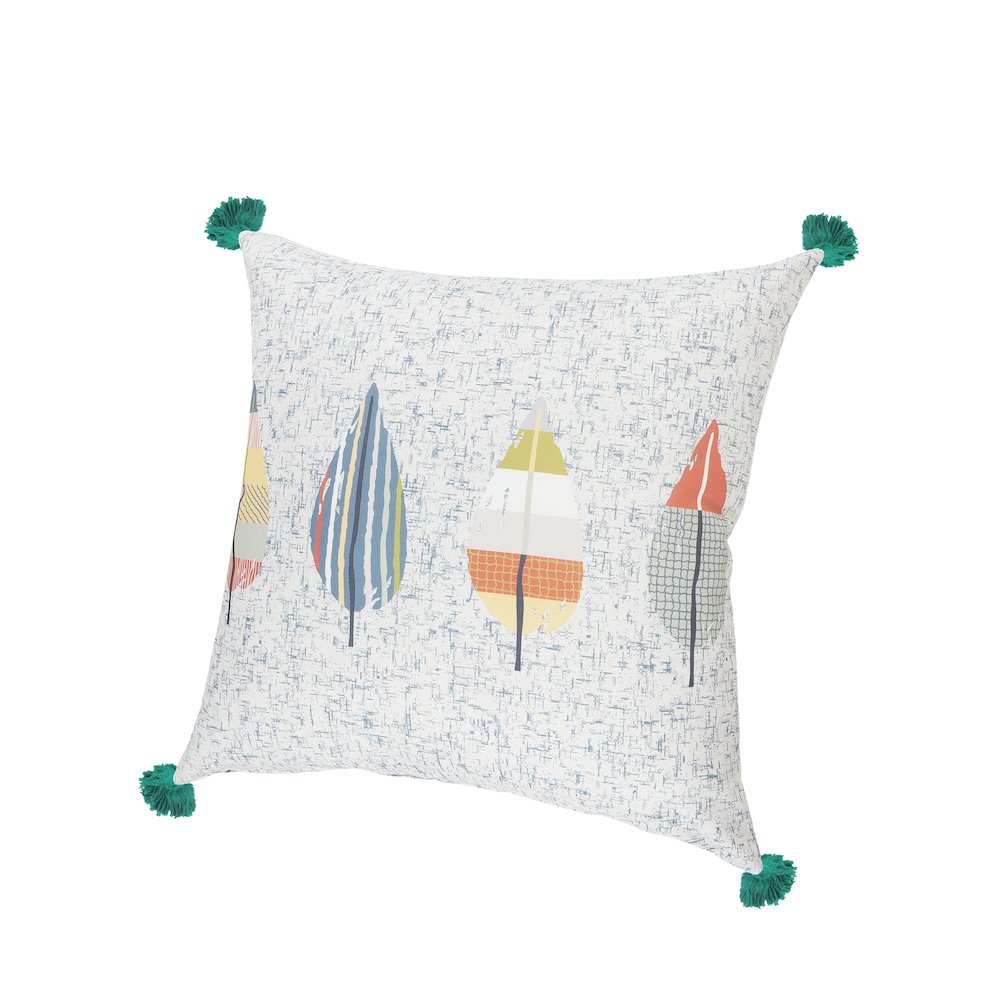 Colorful Summer Cabin Leaves Throw Pillow. Picture 3