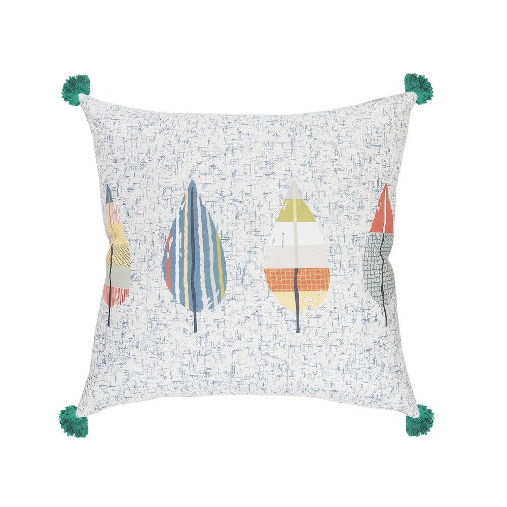 Colorful Summer Cabin Leaves Throw Pillow. Picture 1
