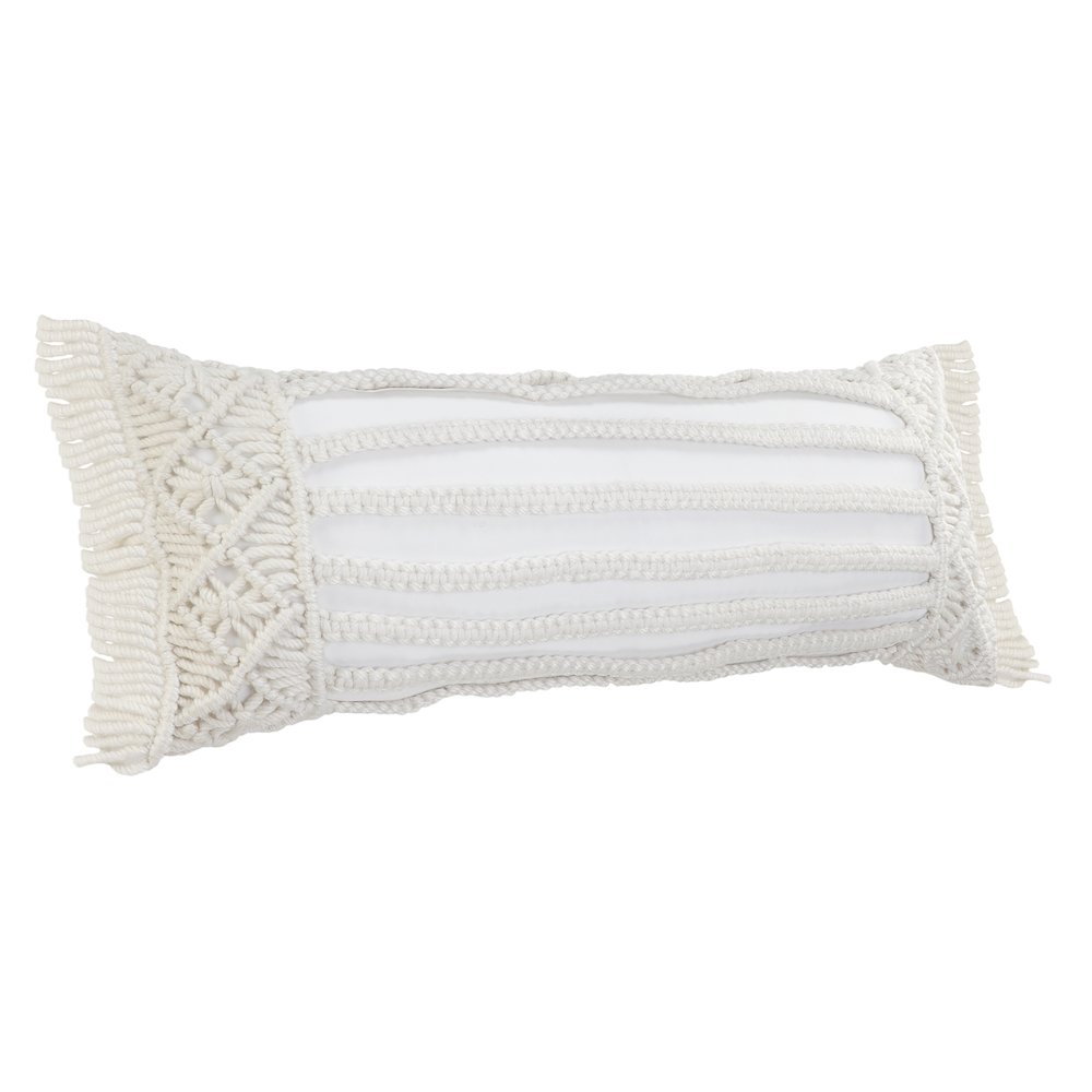 Handmade Macrame Indoor Outdoor Lumbar Pillow. Picture 5