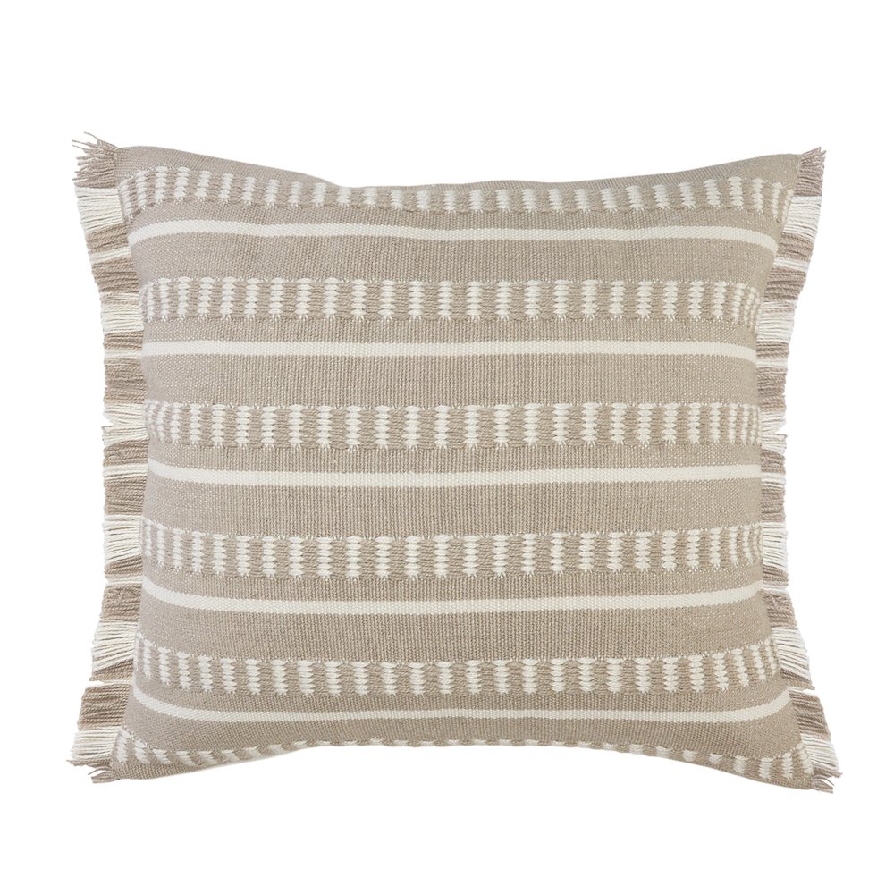 Dash Striped Indoor Outdoor Oversized Throw Pillow with Fringe. Picture 1