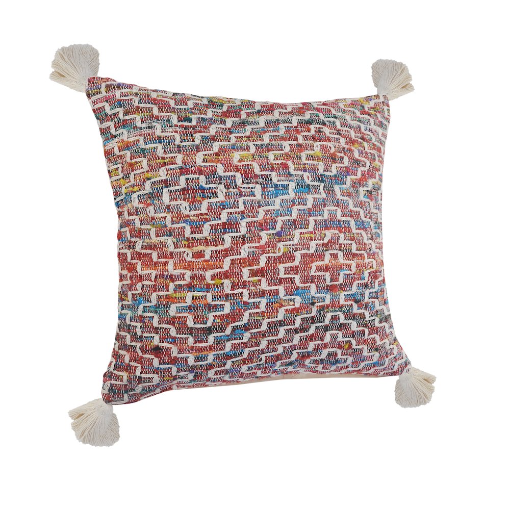 Dazzling Diamonds Chindi Throw Pillow with Tassels. Picture 5