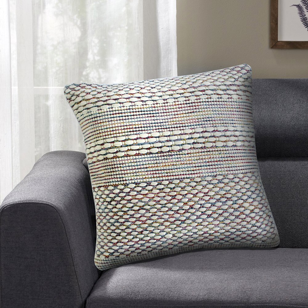 Multicolored Motif Striped Throw Pillow. Picture 7
