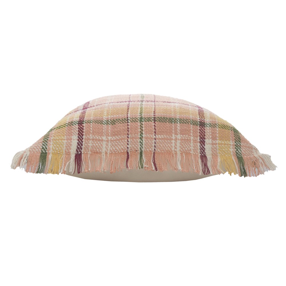 Berry Drew Plaid Throw Pillow with Fringe. Picture 4