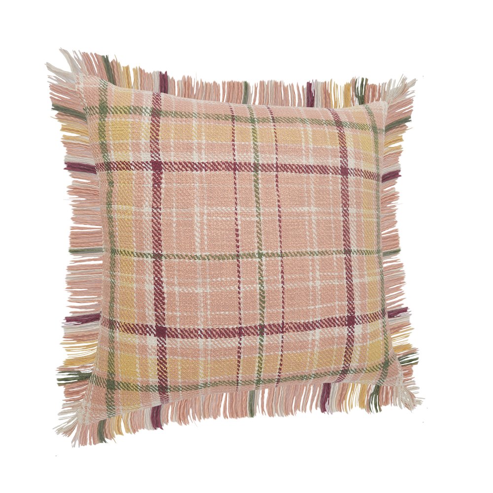 Berry Drew Plaid Throw Pillow with Fringe. Picture 5