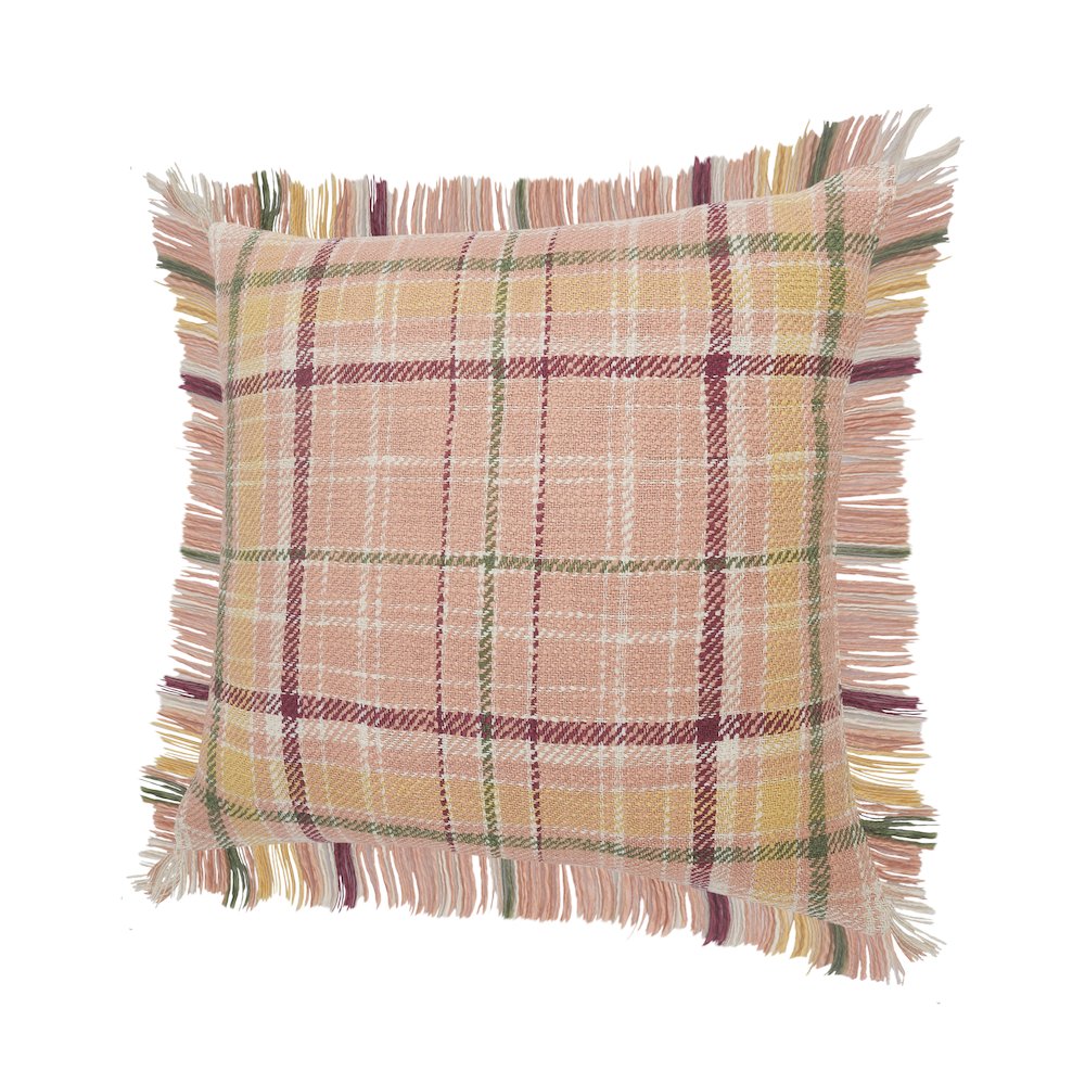 Berry Drew Plaid Throw Pillow with Fringe. Picture 6