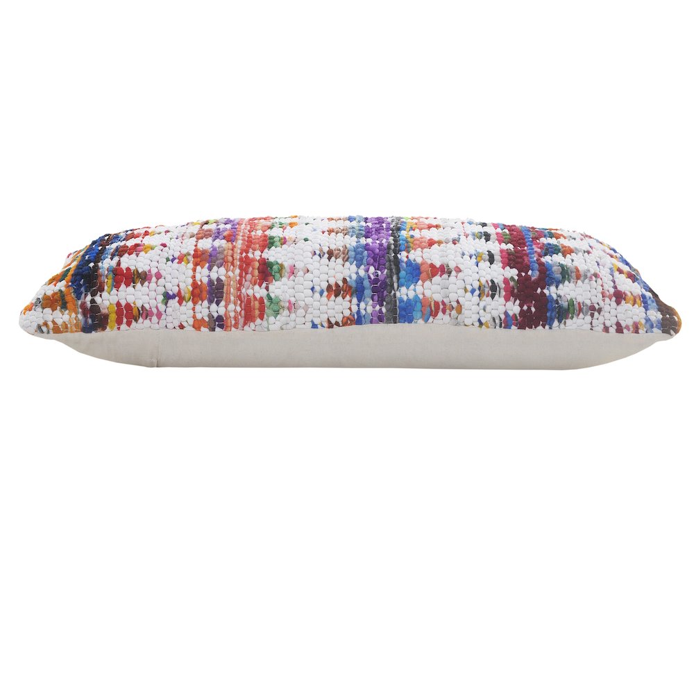 White and Multicolored Chindi Chevron Throw Pillow. Picture 4