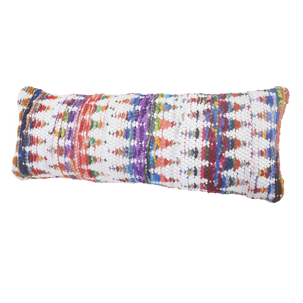 White and Multicolored Chindi Chevron Throw Pillow. Picture 6
