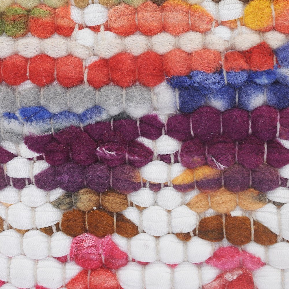 White and Multicolored Chindi Chevron Throw Pillow. Picture 2