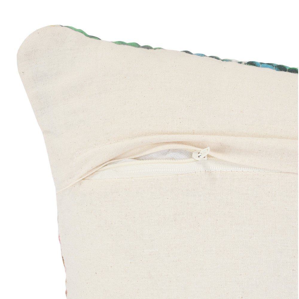 White and Multicolored Chindi Chevron Throw Pillow. Picture 3