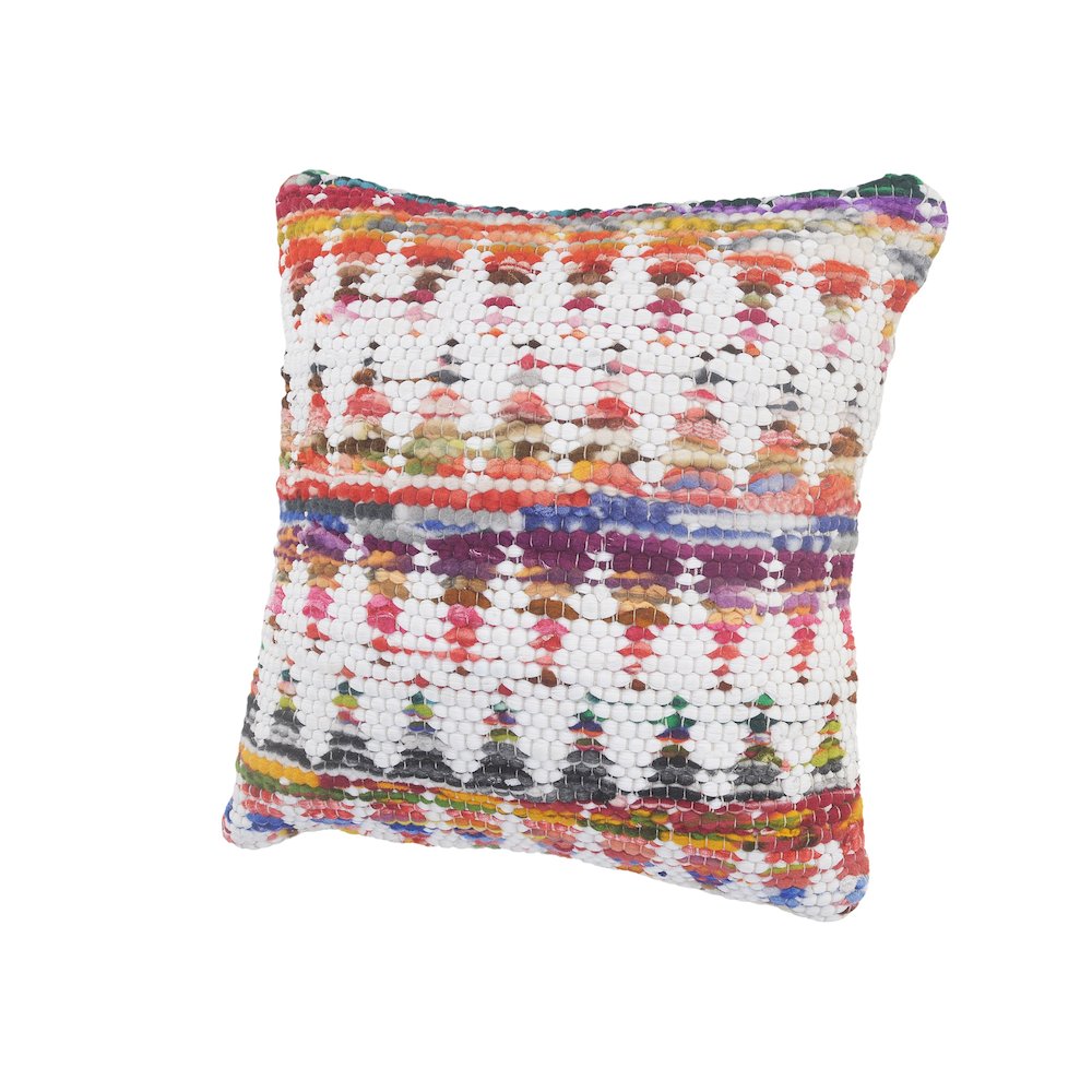 White and Multicolored Chindi Chevron Throw Pillow. Picture 6