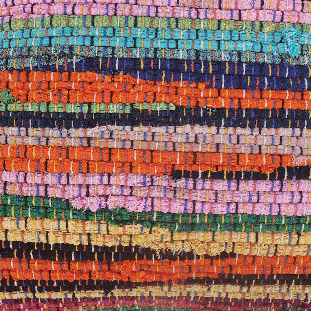Evette Rios Riley Multicolored Chindi Jute Bordered Throw Pillow. Picture 2