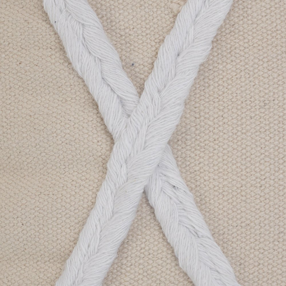 Coastal Geometric Braided and Tasseled Throw Pillow. Picture 2