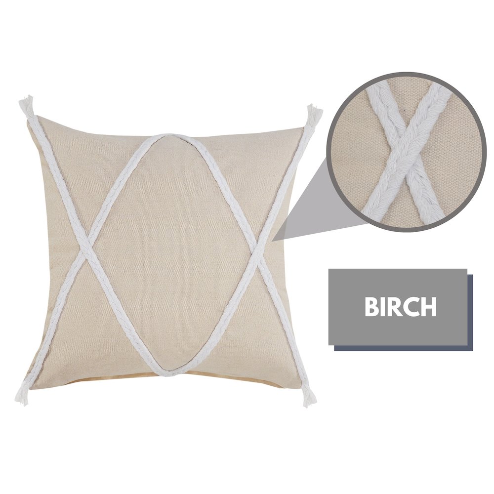 Coastal Geometric Braided and Tasseled Throw Pillow. Picture 10