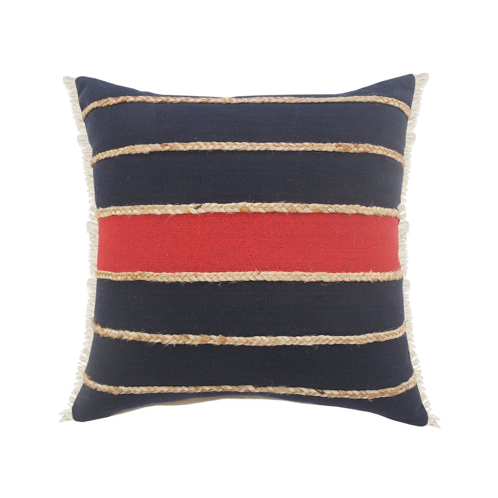 Atlantis Americana Striped Throw Pillow with Jute Braiding. Picture 1