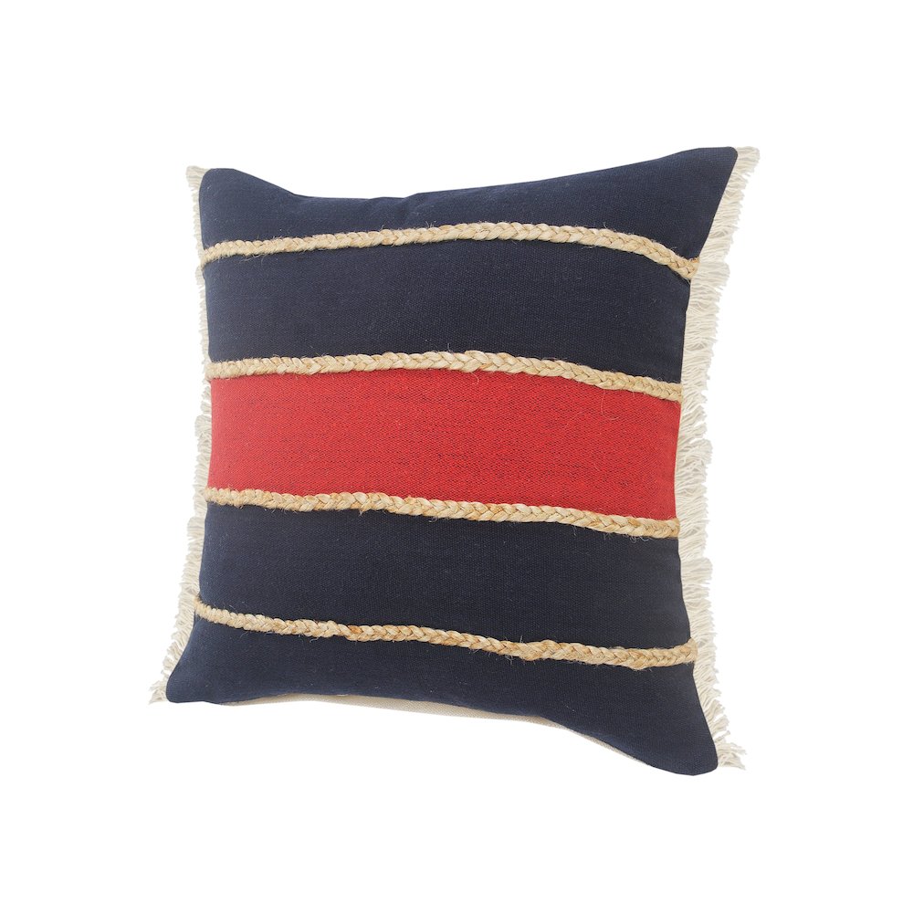 Atlantis Americana Striped Throw Pillow with Jute Braiding. Picture 6