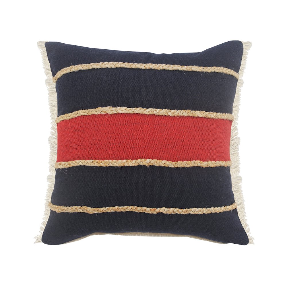 Atlantis Americana Striped Throw Pillow with Jute Braiding. Picture 1