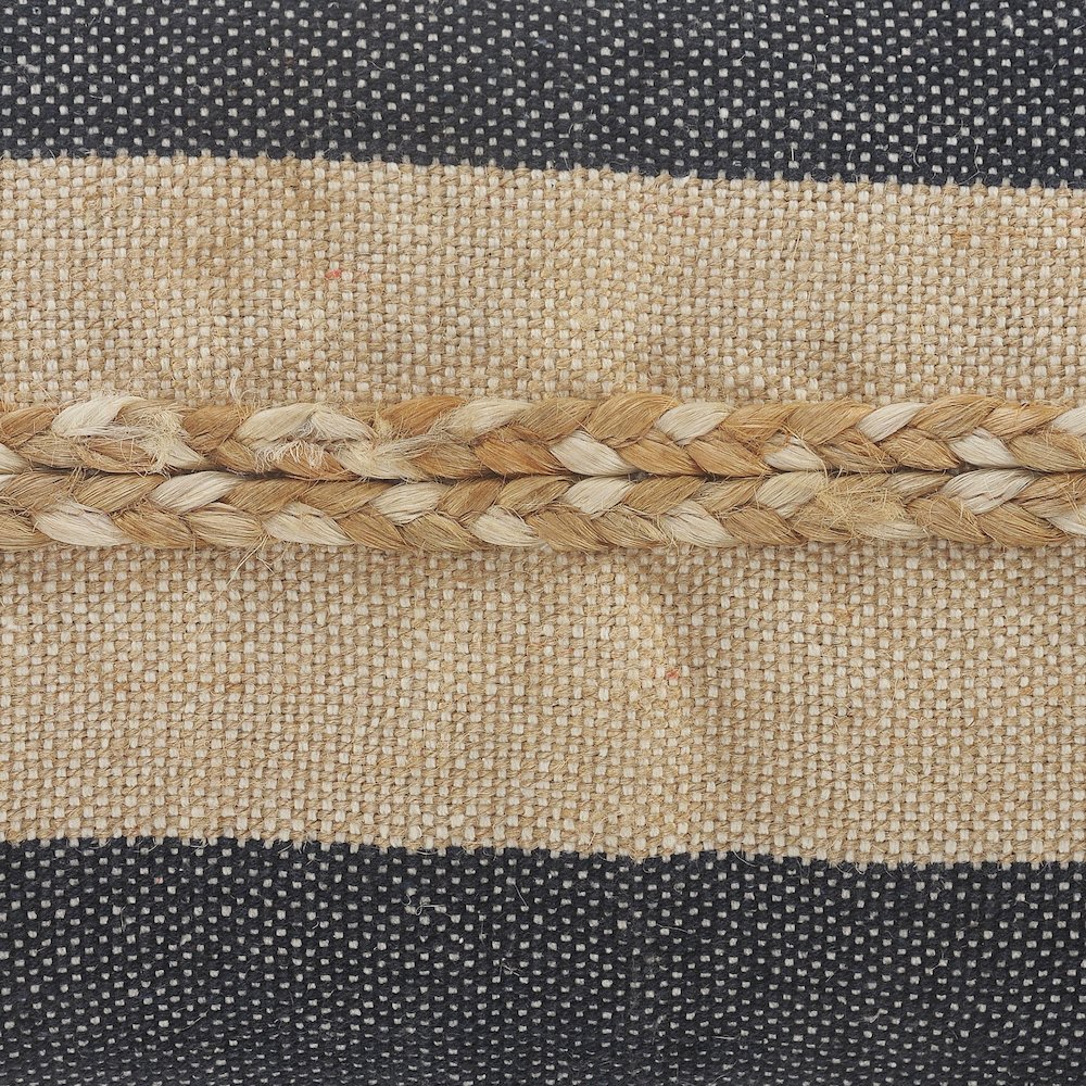 Atlantis Coastal Striped Lumbar Pillow with Jute Braiding and Fringe. Picture 2