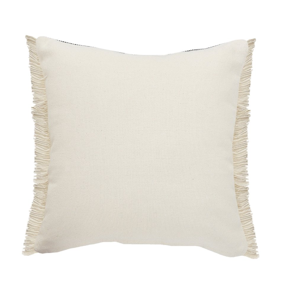Atlantis Black and Taupe Throw Pillow with Jute Braiding and Fringe. Picture 6
