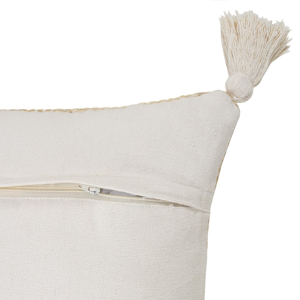 Natural Jute Throw Pillow with Tassels. Picture 3