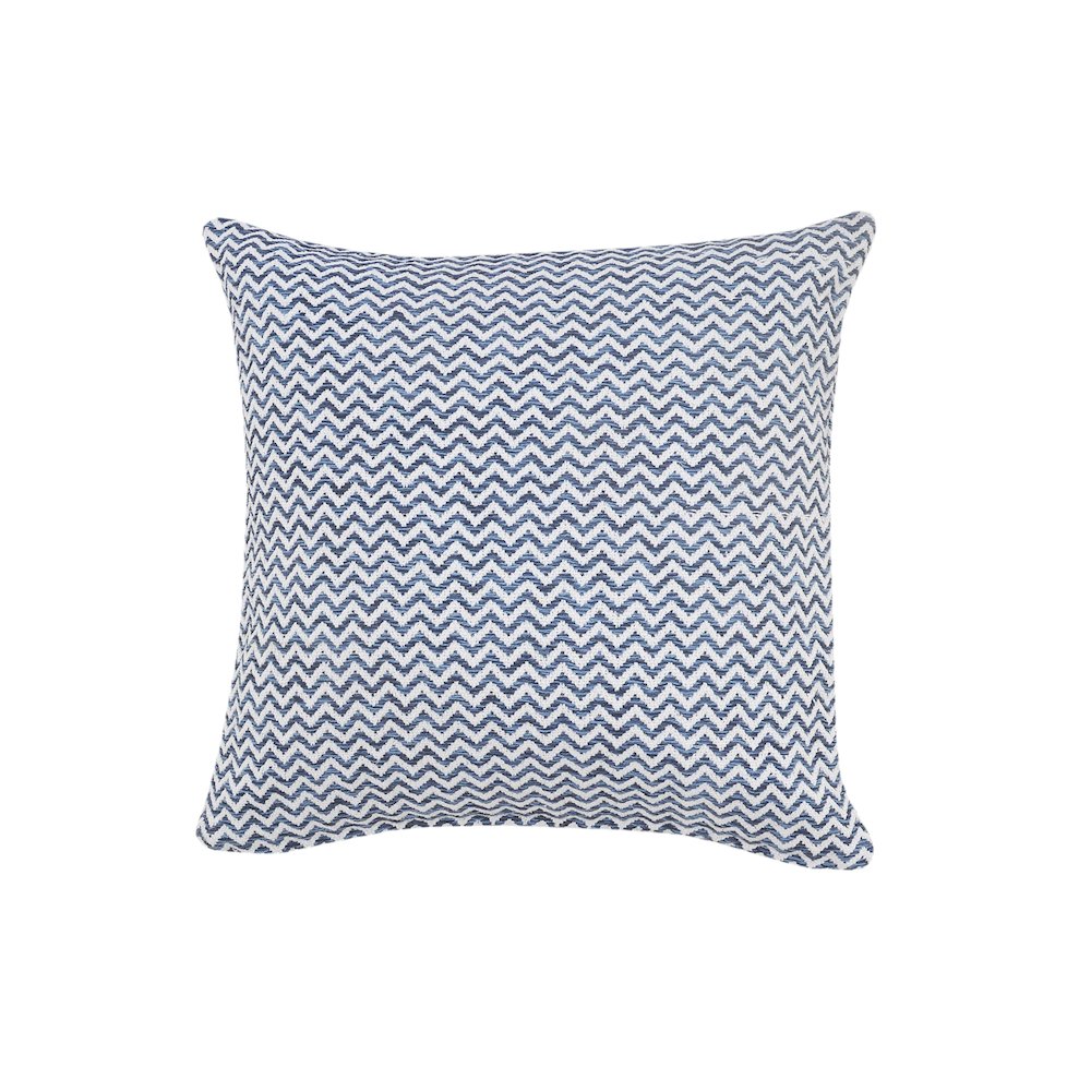Blue and White Chevron Throw Pillow. Picture 1