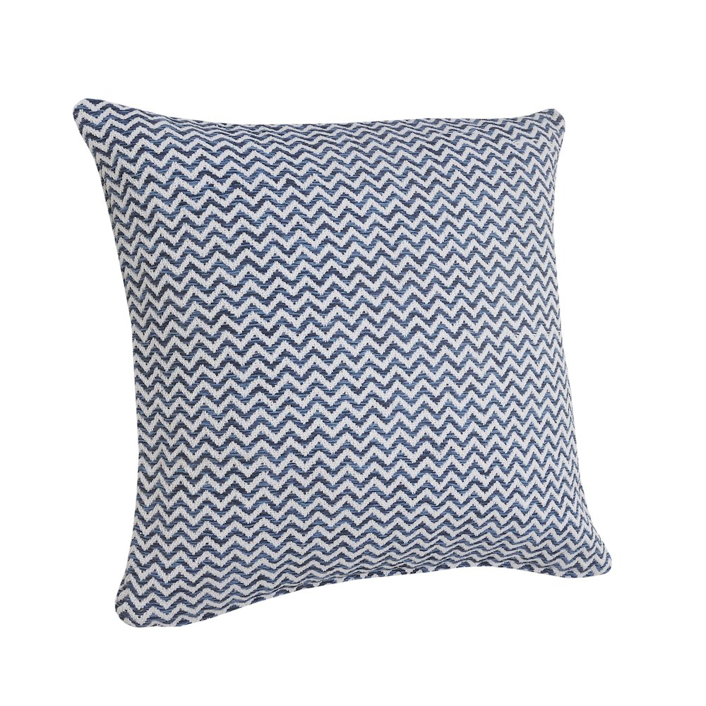 Blue and White Chevron Throw Pillow. Picture 5