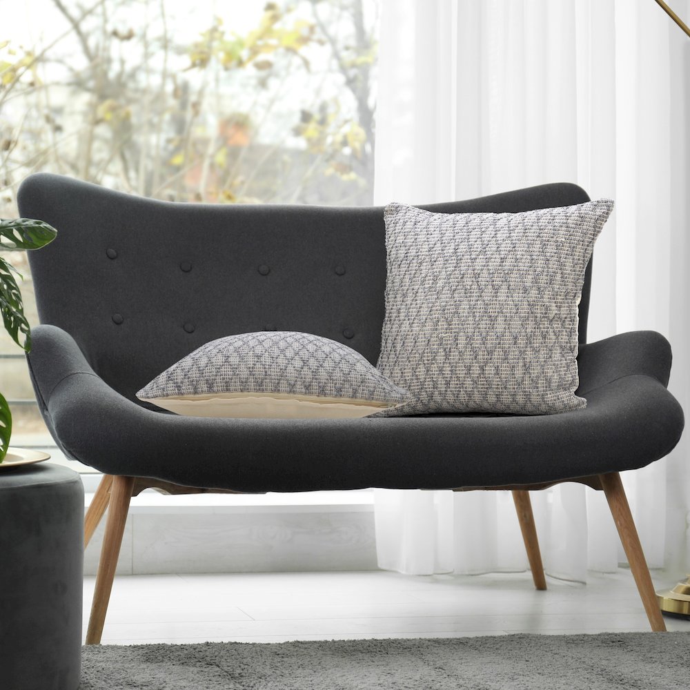 Modern Traditional Gray Diamond Geometric Throw Pillow. Picture 9