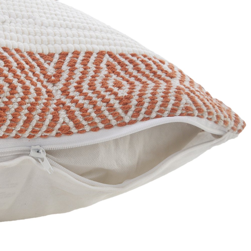 Casual Apricot and White Geometric Striped Throw Pillow. Picture 3