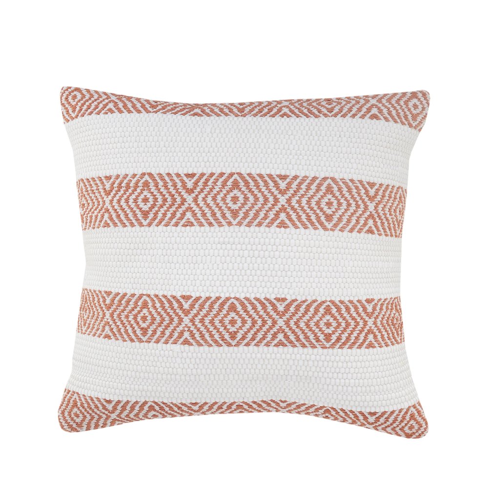 Casual Apricot and White Geometric Striped Throw Pillow. Picture 1