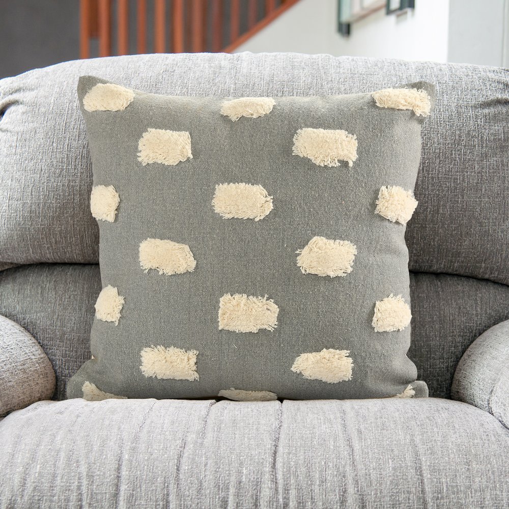Textured Pom Pom Polka Dot Throw Pillow. Picture 9