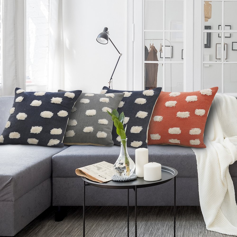 Textured Pom Pom Polka Dot Throw Pillow. Picture 9