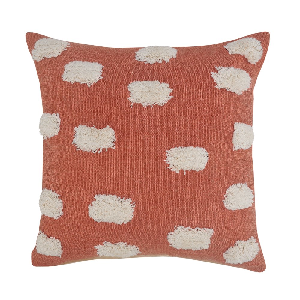 Textured Pom Pom Polka Dot Throw Pillow. Picture 1