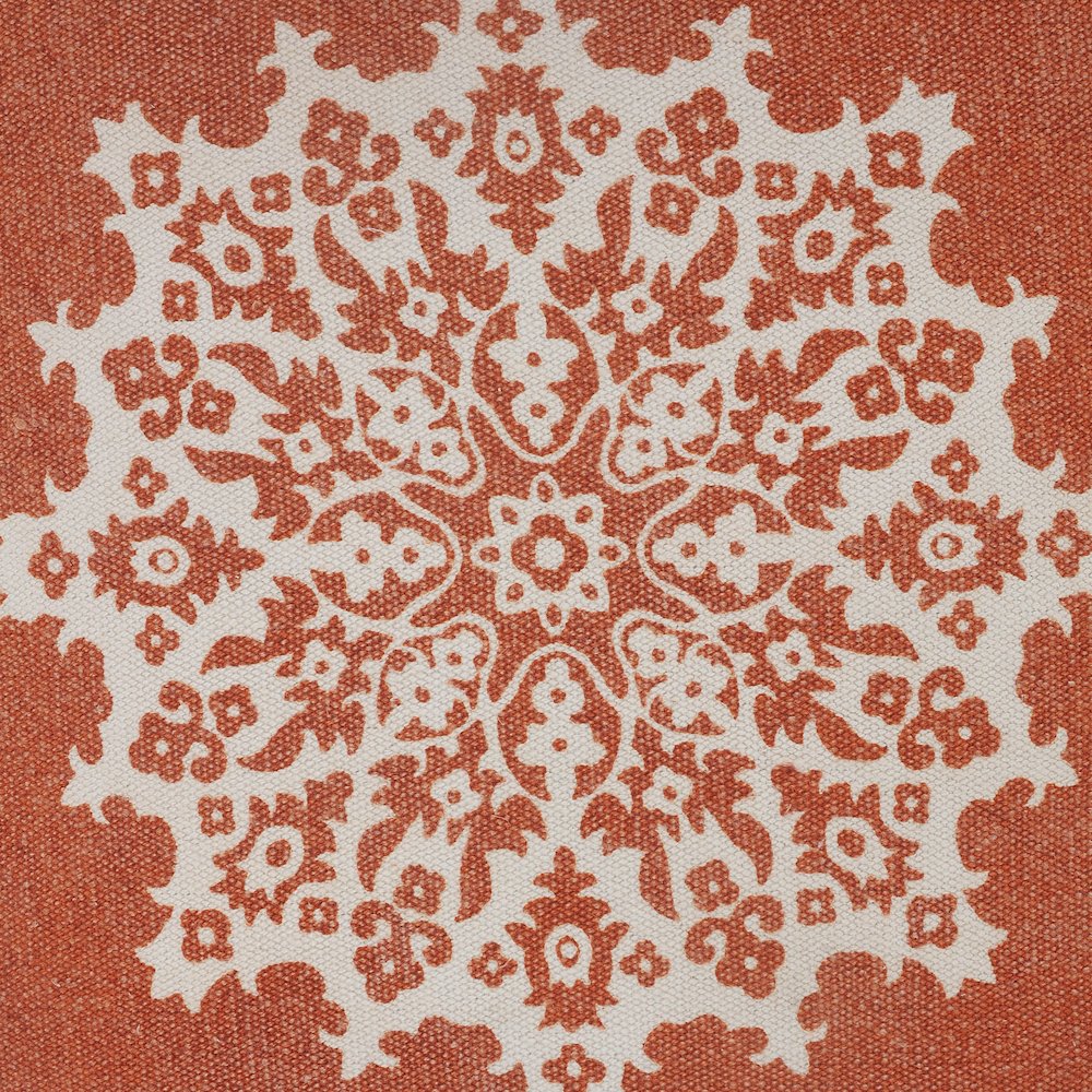 Casual Floral Mandala Medallion Throw Pillow with Tufted Border. Picture 2