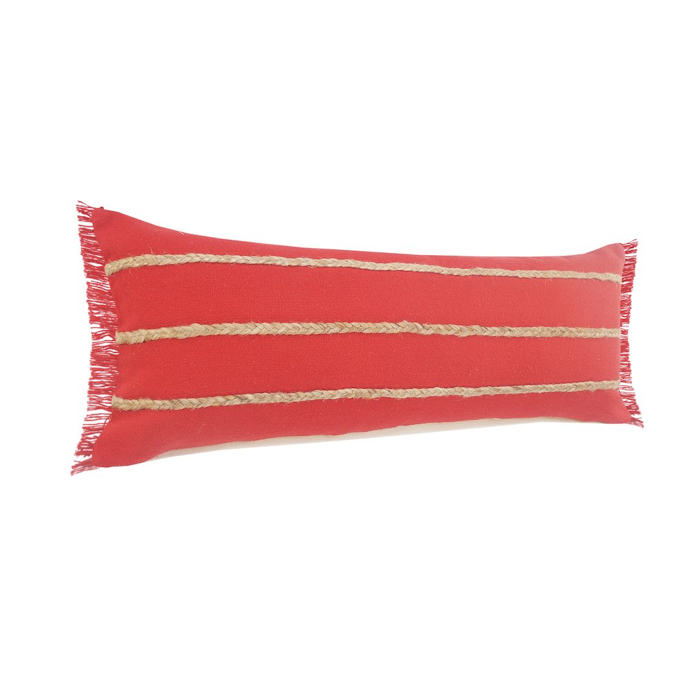 Evette Rios Cape Cod Jute Braided Lumbar Throw Pillow, Red. Picture 5