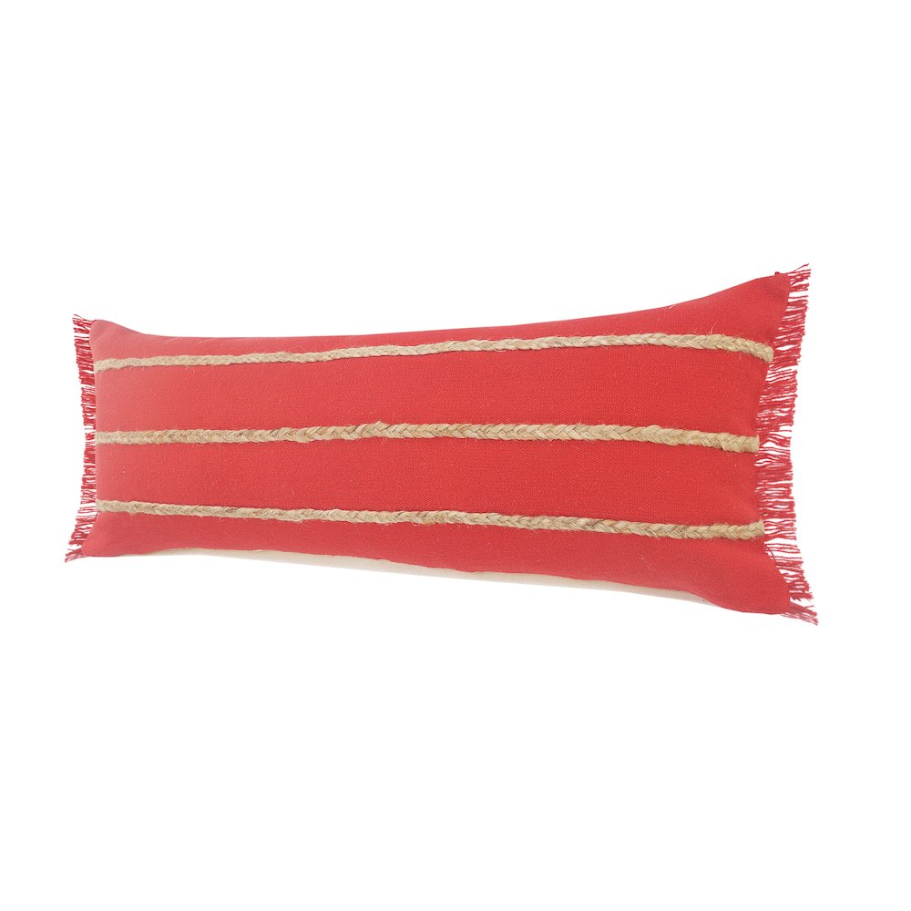 Evette Rios Cape Cod Jute Braided Lumbar Throw Pillow, Red. Picture 6