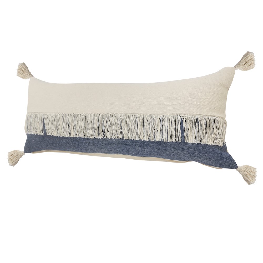 Fringe Festival Blue Color Block Lumbar Throw Pillow. Picture 6