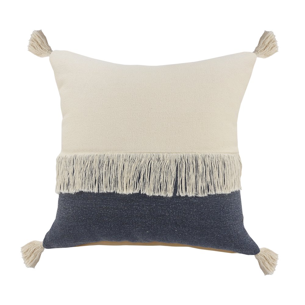 Fringe Festival Blue Color Block Throw Pillow. Picture 1