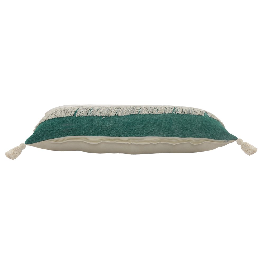 Fringe Festival Green Color Block Lumbar Throw Pillow. Picture 4