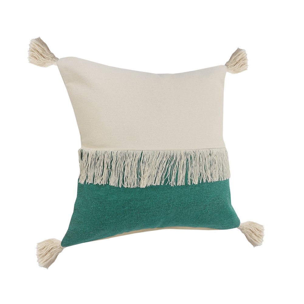 Fringe Festival Green Color Block Throw Pillow. Picture 5