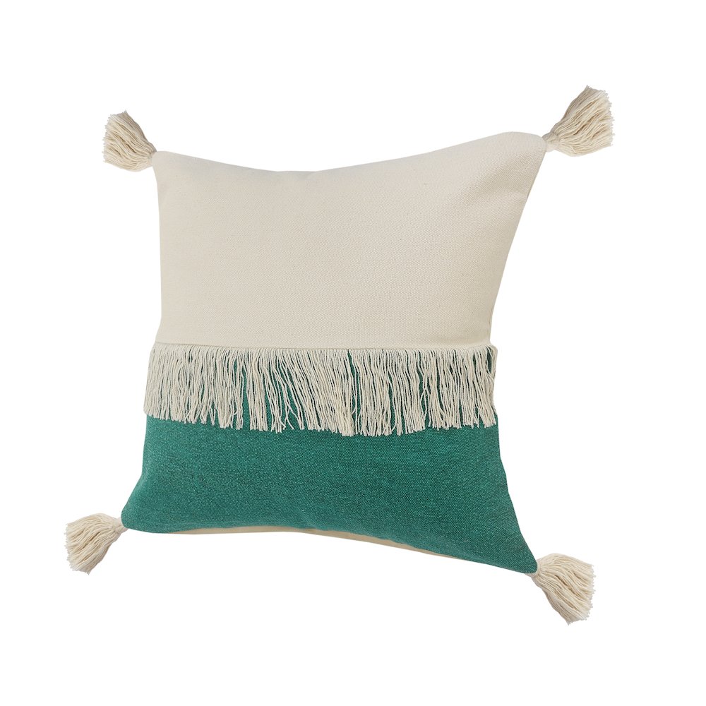 Fringe Festival Green Color Block Throw Pillow. Picture 6