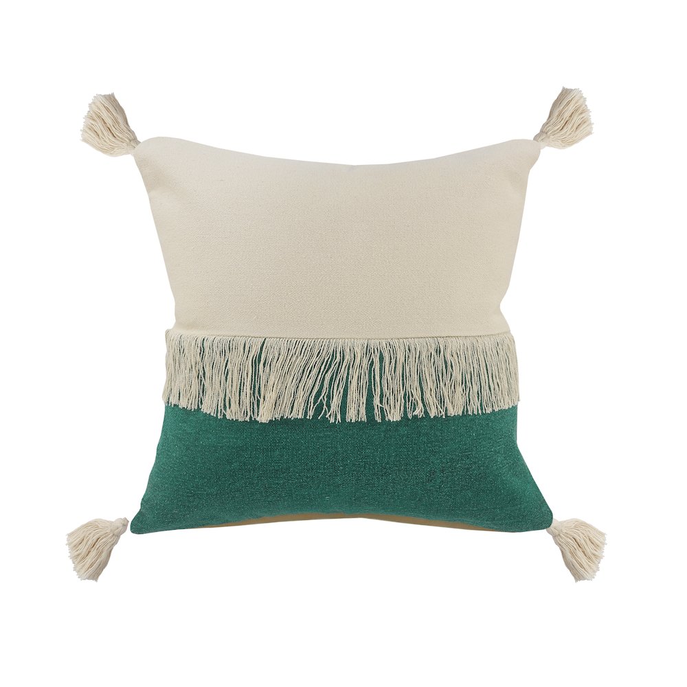 Fringe Festival Green Color Block Throw Pillow. Picture 1