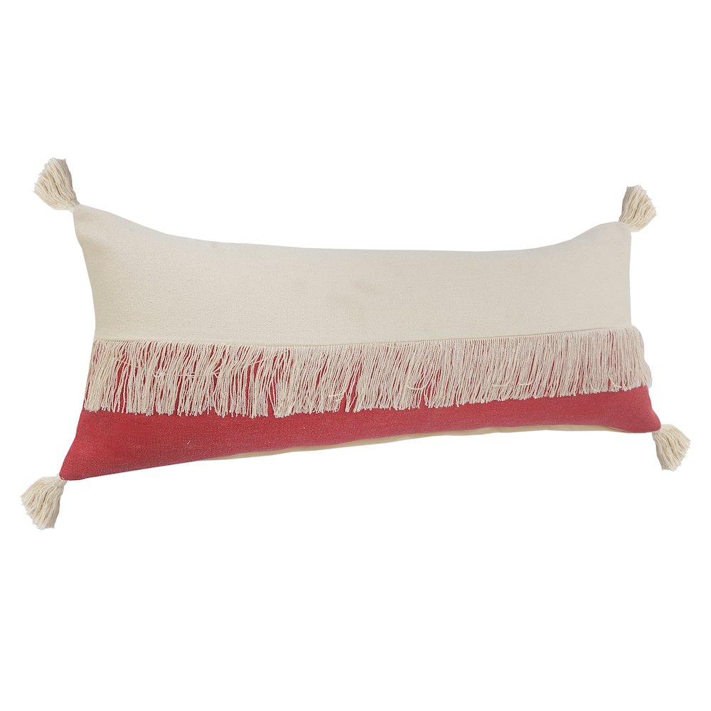 Fringe Festival Raspberry Color Block Lumbar Throw Pillow. Picture 5